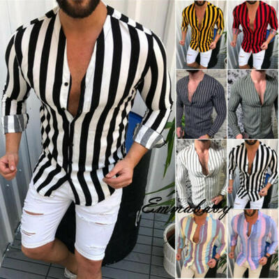 

Fashion Mens Luxury Long Sleeve Shirt Casual Slim Fit Stylish Dress Shirts Tops