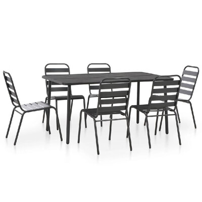 

7 Piece Outdoor Dining Set Steel Dark Gray
