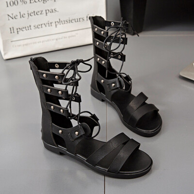 

Sandals Xia Lu toe shoes strap cool boots students flat shoes short hollow slim gladiator sandals