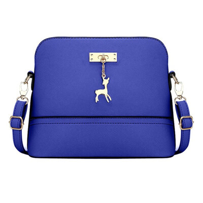

Solid Color Deer Pendant Women Faux Leather Zip Crossbody Shoulder Shell Bag