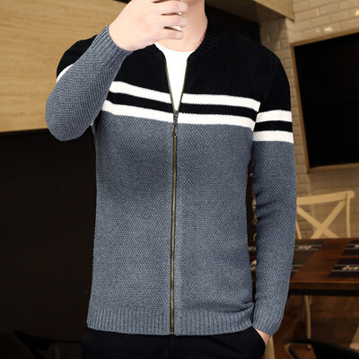 

Gobestart Mens Knitting Casual Fashion Trend Slim Stripes Coat Cardigan Sweater Jacket