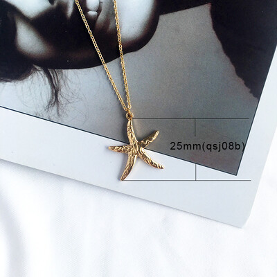 

2019 New Fashion Gold Color Alloy Cowrie Shell Necklace for Women Conch Chain Pendant Necklace Summer Jewelry Starfish Collar