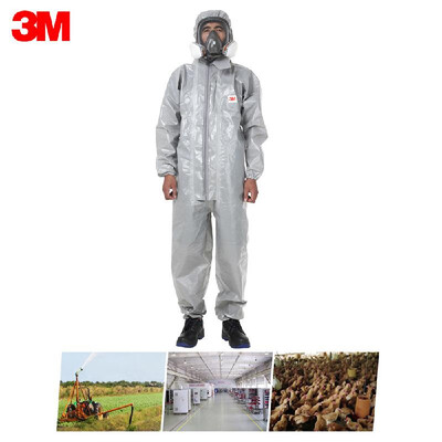 

3M 4570 Protective Coveralls with Elastic Cuffs Attached Hood for Industry Lab Use Dust-proof & Waterproof