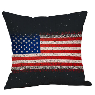 

America Flag Cushion Cover Cotton Linen Decorative Pillowcase Chair Seat British style Pillows Case Blue Red Geometric