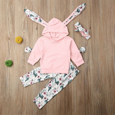 

Baby Boy Girl Infant Clothes Autumn Winter Hooded TopsPants 3PCS Set Outfits UK
