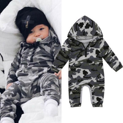 

US Newborn Baby Infant Boy Girl Romper Hooded Jumpsuit Bodysuit Outfits Clothes