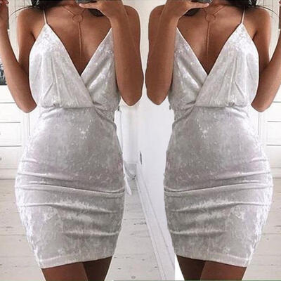 

Women Sexy Solid Sleeveless Fashion Bandage Bodycon Evening Party Mini Dress