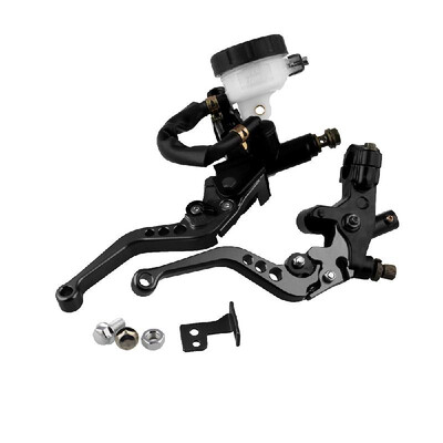 

78" Motorcycle Brake Clutch Levers Master Cylinder Reservoir Set Universal Adjustable