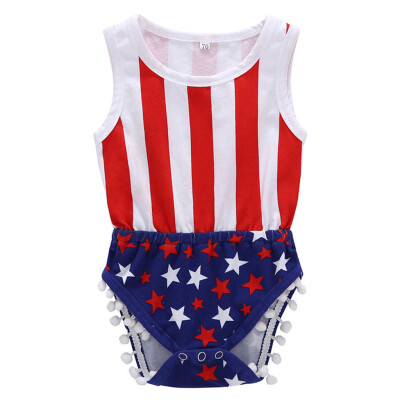 

Infant Baby Boys&Girls 4th of July Stars&Stripe Patriotic Romper Bodysuit