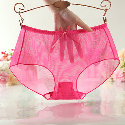 

Sexy Womens Mesh Briefs Panties See Through Middle Waist Underpants Underwear