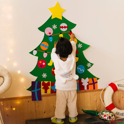 

〖Follure〗DIY Felt Christmas Tree Set With Ornaments For Kids Xmas Gifts Door Wall Hanging