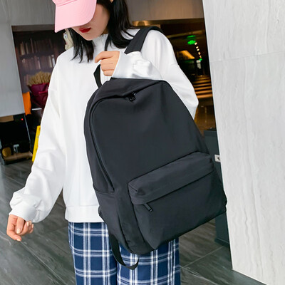 

Harajuku simple waterproof canvas backpack small fresh female Korean version of the college wind bag student ins super fire backpack