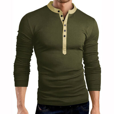 

Mens Slim Fit V Neck Long Sleeve Muscle Tee T-shirt Casual Tops Henley Shirts