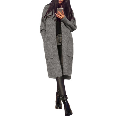 

New Autumn Winter Women Cardigan Knit Sweater Long Sleeve Casual Loose Knitwear GreyBlackCamel