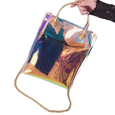 

Chic Women Transparent Jelly Large Capacity Chain Crossbody Shoulder Bag Handbag