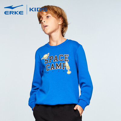 

Hongxing Erke ERKE childrens clothing boys round neck pullover sweater sports shirt wild casual bottoming autumn clothing 6321114035 magic color blue 120