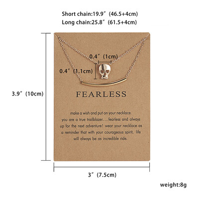 

Fashion New Gold Double Layer Necklace Fearless Skull Head Alloy Clavicle Snake Bone Pendant Short Necklace Women Friend Gift