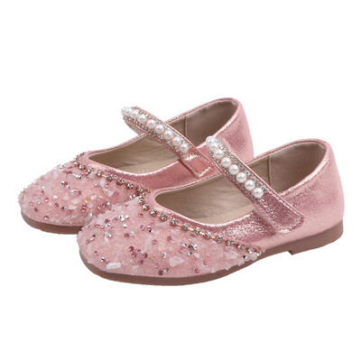 

Autumn Kids Baby Girl Soft Pu Leather Sole Shoes Anti-slip Rhinestone Design Sandals Casual Walking Shoess