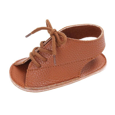 

New Baby Boys Shoes Lace-Up PU Leather First Walkers Soft Soled Anti-Slip Summer Kids Shoes Newborn