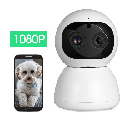 

Wireless IP Camera 1080P with Dual-lens Telephoto & Wide-angle 360 Degree Viewing 2 Way Audio Smart WIFI Camera Panoramic Cam Moti