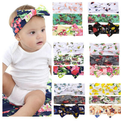 

3Pcs Baby Girls Bow knot Elastic Headband Turban Toddler Kids Hair Band Headwrap