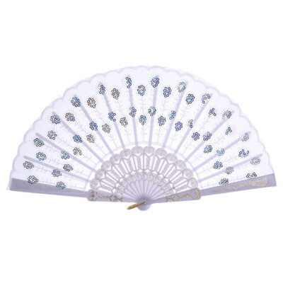 

Siaonvr Best Chinese Style Dance Wedding Party Lace Silk Folding Hand Held Flower Fan