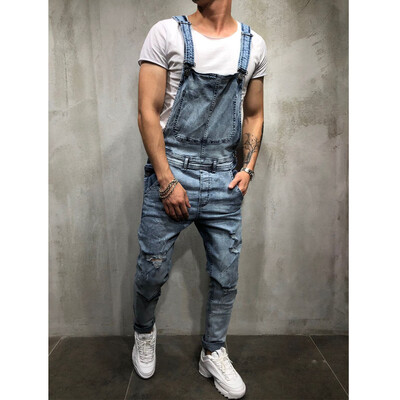 

SUNSIOM Stylish Mens Overall Ripped Jeans Biker Destroyed Denim Pants Black Trousers