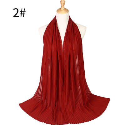 

Pearl Chiffon Pleated Muslim Womens Headscarf Wholesale 2018 Huis Costumes Wrinkled Hot Headscarf MSL022