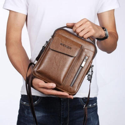 

Office Trendy Men Fashion Crossbody Bag Small Casual Hand Bag PU Leather Male