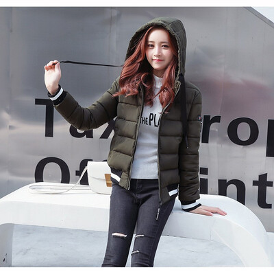 

2018 new short padded lady down padded jacket winter cotton-padded jacket&hat jacket for the Korean version of slim student