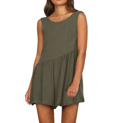 

Starmoon Women Sleeveless Waist Drawstring Short Playsuit Rompers Jumpsuit