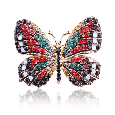 

Women Fashion Colorful Rhinestone Crystal Cute Butterfly Brooch Pins Ladies Exquisite Accessories