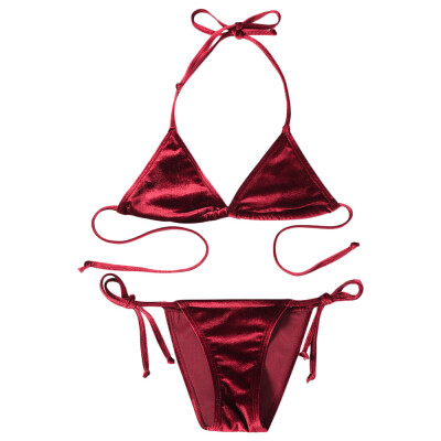 

Velvet Skimpy Halter Bikini