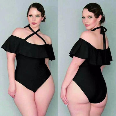 

Women Vintage Retro Bikini One Piece Push-up plus size Swimsuit Bathing Monokini