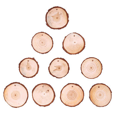 

10pcs Christmas Xmas Tree Wood Log Slices Discs Cutout Circle Wood Disks