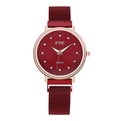 

Simple Women Watches Dot Rhinestone Dial Ladies Quartz Wristwatch Magnetic Buckle Belt Strap Clock Gift Dress Relogio Feminino5