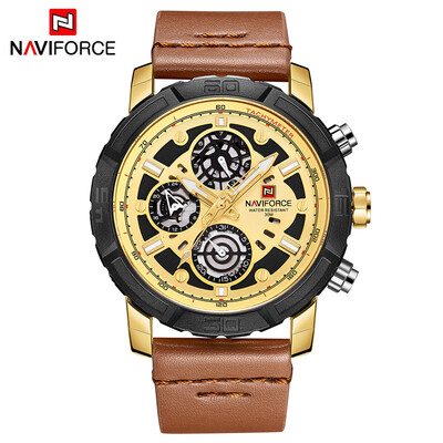 

NAVIFORCE NF9139 Quartz Watches Luminous Man Leather Digital Analog Week Date Hour Display Waterproof Casual Wrist Watch with Gift