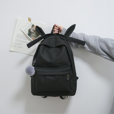 

Fashion Women Nylon Solid Color Capacity Student Backpack Travel Couple Bag