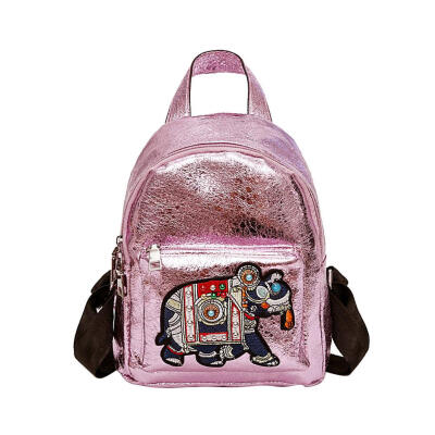 

Women Mini Backpack School Bags PU Leather Cartoon Embroidery Shoulder Bag