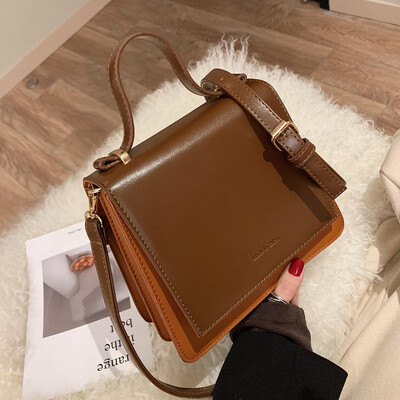 

Small bag women 2019 new tide Korean version of simple contrast color shoulder bag retro fashion diagonal small square bag