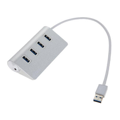 

4 Port Aluminum USB 30 Hub Power Adapter for Apple Mac Air PC Laptop