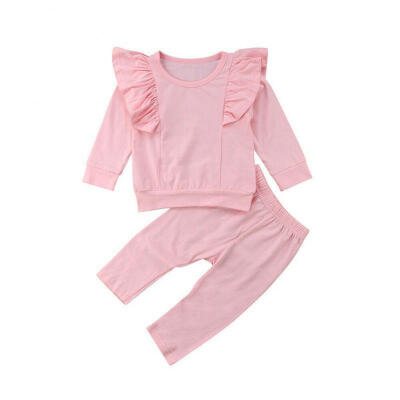 

2PCS Newborn Baby Girls Ruffle Tops Pants Outfits Set ClothesTracksuit Autumn