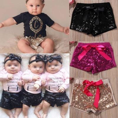 

1-5T Infant Toddler Baby Kids Girl Bow Party Shorts Bottoms Sequin Pants Clothes