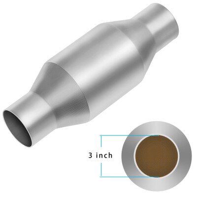 

3 Inch InletOutlet Catalytic Converter - Universal Fit Stainless Steel High Flow Exhaust Converter EPA Compliant