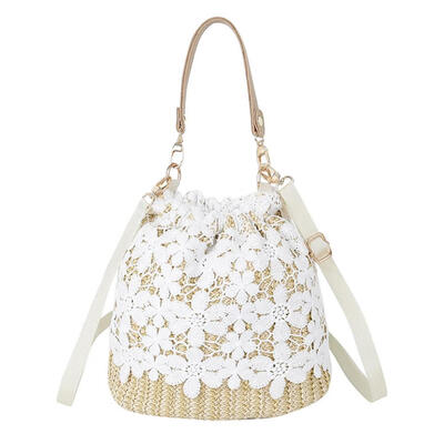 

Lace Shoulder Messenger Handbags Women Straw Small Crossbody Bucket Bags