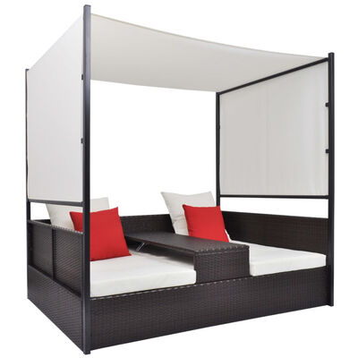 

Garden Bed with Canopy Brown 748"x512" Poly Rattan