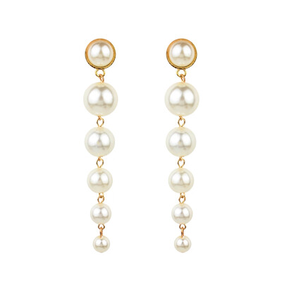 

Luxury Big Natural Pearl Long Earrings for Women Pearls String Statement Jewelry Trendy Elegant Engagement Party Wedding Gift