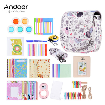 

Andoer 14 in 1 Accessories Kit for Fujifilm Instax Mini 888s9 w Camera CaseStrapStickerSelfie Lens5Colored FilterAlbum