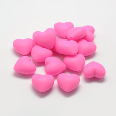 

Food Grade Environmental Silicone Beads Chewing Beads For Teethers DIY Nursing Necklaces Making Heart DeepPink 19x20x12mm Ho