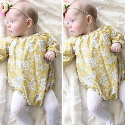 

Newborn Baby Girl Woven Cotton Floral Romper Babygrows Fall Bodysuit Jumpsuit Clothes Outfits 0-24Months